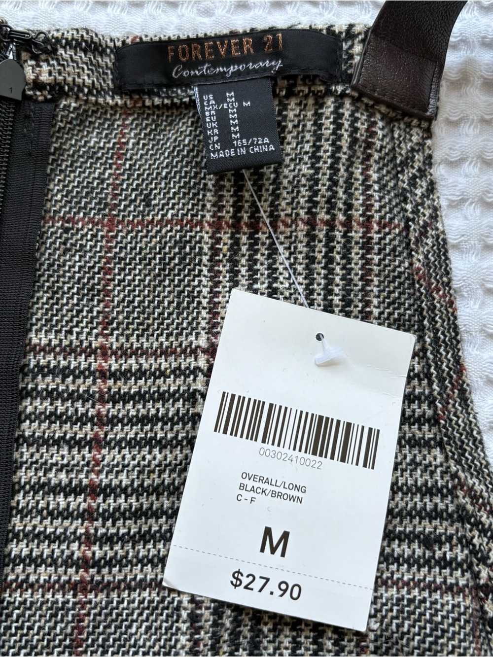 NWT Forever 21 Plaid Tweed Wide Leg Culotte Overalls Size M - Picture 4 of 7